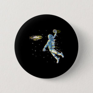Sketll Weltraum Astronaut Slam Dunk Jam Sport Humo Button