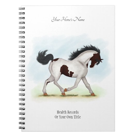 Skewbald Pinto Personalized Horse Owner's Journal Notizblock (Vorderseite)