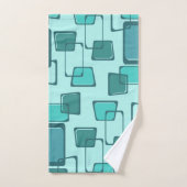 Skewed Squares Midjahrhundert Türkis Badhandtuch Set (Handtuch)