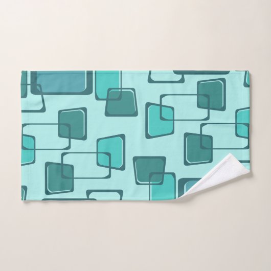 Skewed Squares Midjahrhundert Türkis Badhandtuch Set (Handtuch)