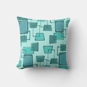 Skewed Squares Midjahrhundert Türkis Kissen