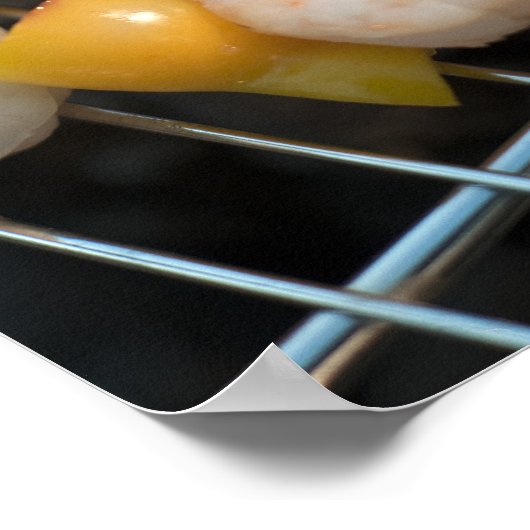 Skewer mit gegrillten Garnelen und Pfeffer Schwede Poster (Ecke)