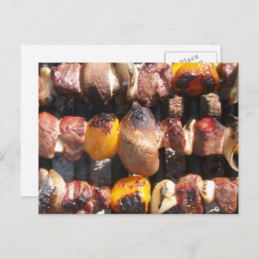 Skewered Kabobs on Grill Postkarte (Vorne/Hinten)