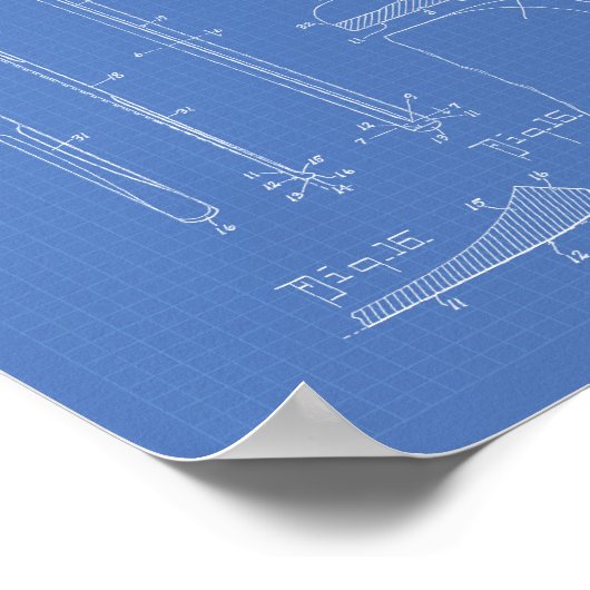 Ski 1937 Patent Art Blueprint Poster (Ecke)