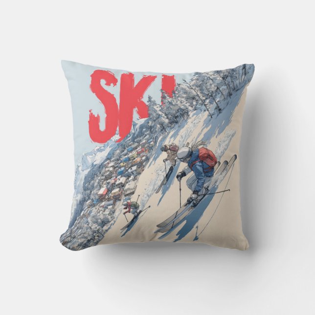 Ski-Abenteuer am Berghang Kissen (Vorderseite)