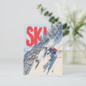 Ski-Abenteuer am Berghang Postkarte (Stehend Vorderseite)