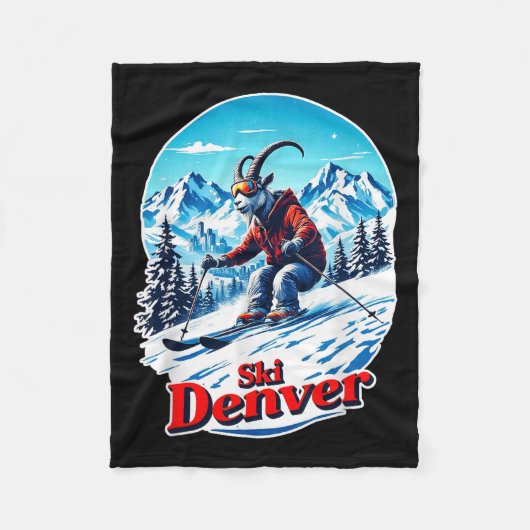 Ski-Abenteuer-Ziege in Denver Mountains Fleecedecke (Vorderseite)