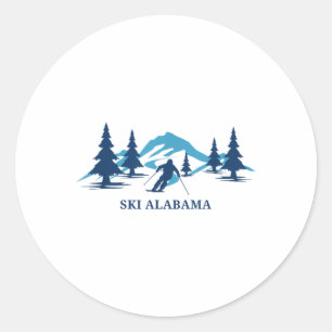 Ski Alabama Skigebiet Skifahren Skifahrer _1 Runder Aufkleber