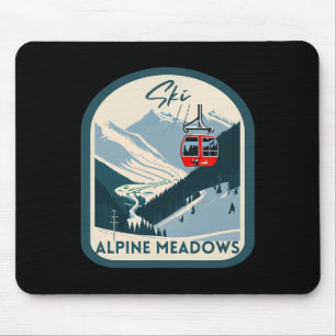 Ski Alpine Meadows Retro Vintage Stil Alpine Wiese Mousepad