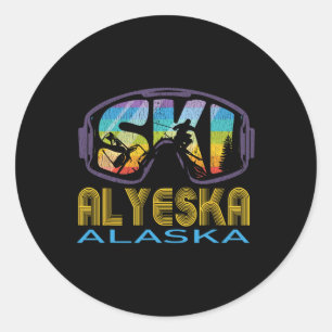 Ski Alyeska Alaska Skiferien  Runder Aufkleber