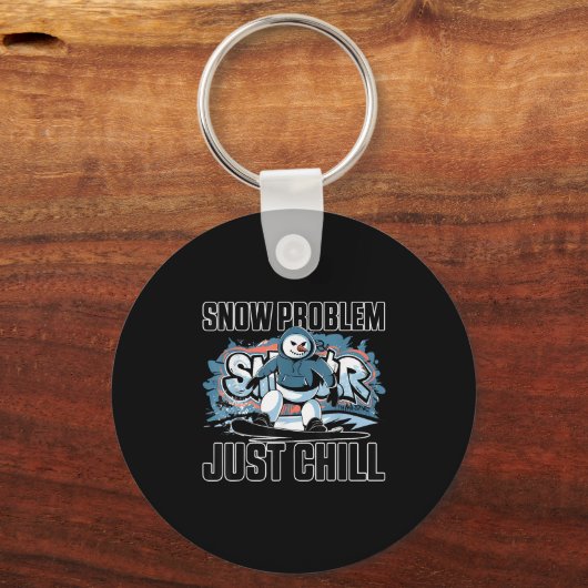 Ski And Snowboarding Funny Skier Snowboarder Snowm Schlüsselanhänger (Vorderseite)