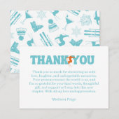 Ski Après Winter Bachelorette Turquoise Orange Dankeskarte (Vorne/Hinten)