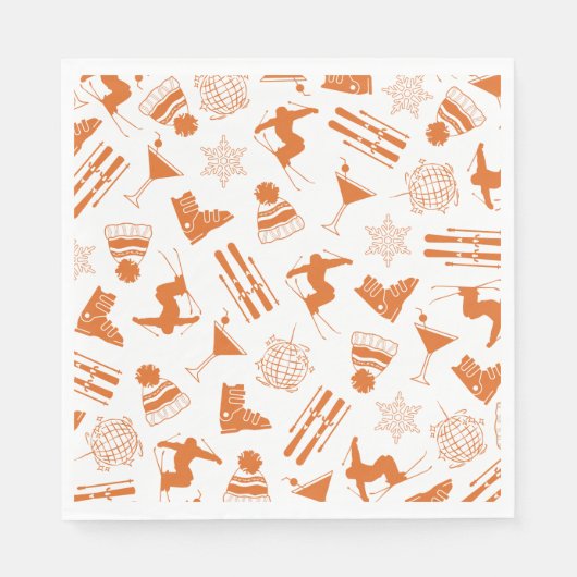 Ski Après Winter Junggesellinnenparty Orange Serviette (Vorderseite)