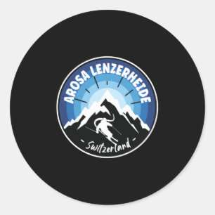 Ski Arosa Lenzerheide Schweiz Blau Runder Aufkleber