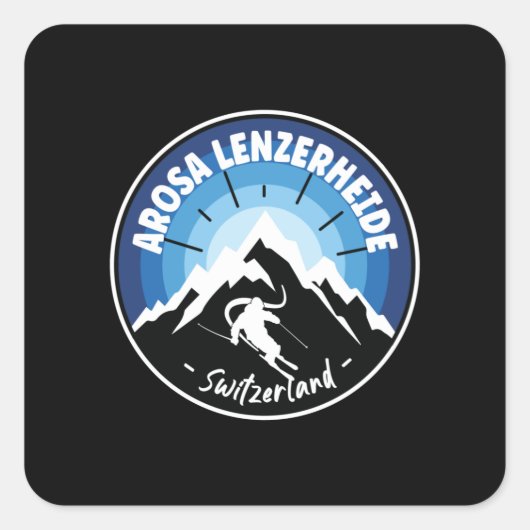 Ski Arosa Lenzerheide Switzerland Blue Quadratischer Aufkleber (Vorderseite)