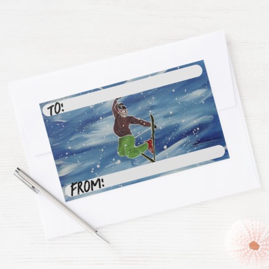 Ski-Art-Geschenklabel Rechteckiger Aufkleber (Umschlag)