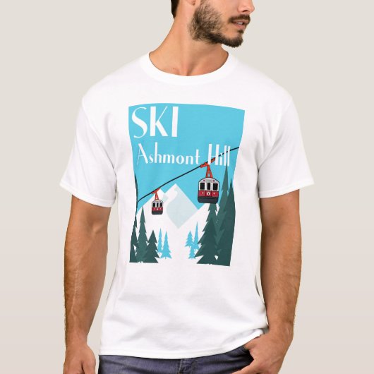 Ski Ashmont Hill Retro Ski Poster Stil - weiß T-Shirt (Vorderseite)