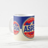 Ski Aspen Blau & Roter Becher Kaffeetasse (Vorderseite Links)