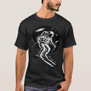 Ski Astronaut Weltraum Wintersport Skifahrer lusti T-Shirt