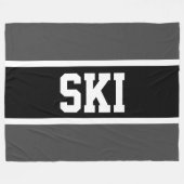 SKI Athletic Sporty Bold Schwarz-weiß Grau Streife Fleecedecke (Vorderseite (Horizontal))