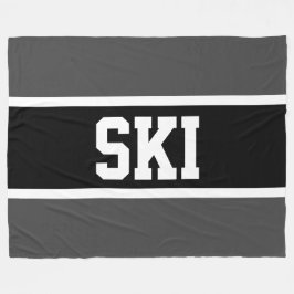 SKI Athletic Sporty Bold Schwarz-weiß Grau Streife Fleecedecke