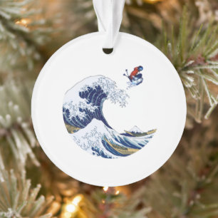 Ski auf der Großen Welle von Kanagawa Japanisch Ornament