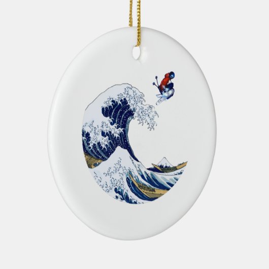 Ski auf der großen Welle von Kanagawa Ornament (Rechts)