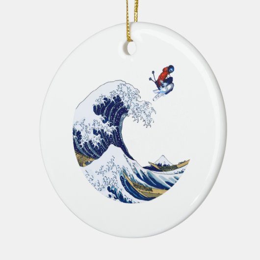 Ski auf der großen Welle von Kanagawa Ornament (Links)