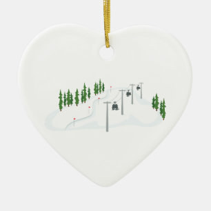 Ski-Aufzug Keramik Ornament