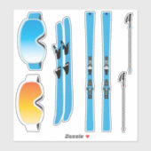 Ski-Ausrüstung-Sticker-Set Aufkleber (Blatt)