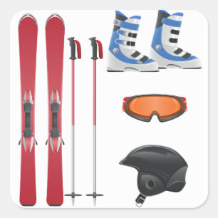 Ski-Ausrüstungs-Aufkleber Quadratischer Aufkleber