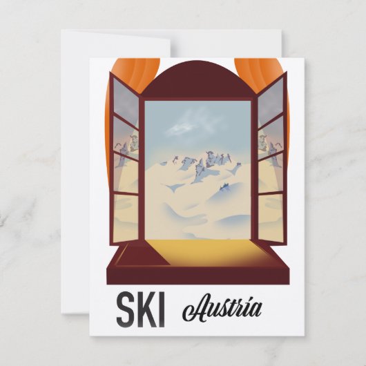 Ski Austria Fenster Reiseplakat. (Vorderseite)