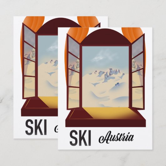 Ski Austria Fenster Reiseplakat. (Vorne/Hinten)