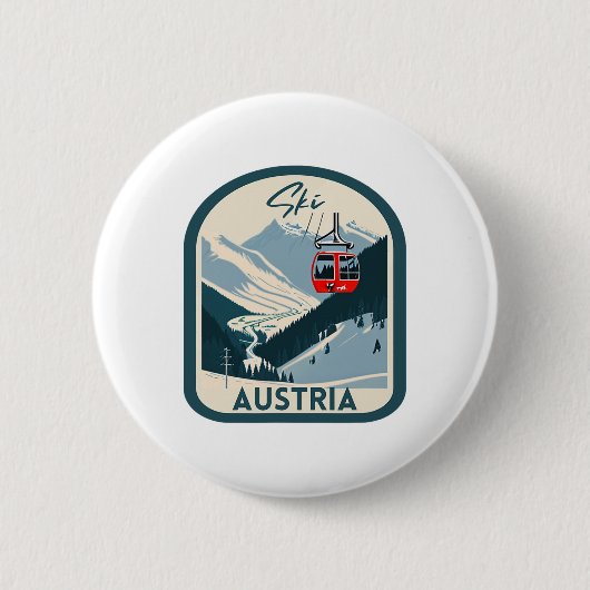 Ski Austria Retro Vintager österreichischer Skifah Button (Vorderseite)