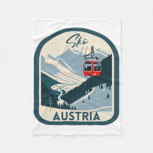 Ski Austria Retro Vintager österreichischer Skifah Fleecedecke