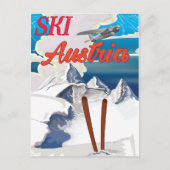 Ski Austria Vintage Reiseplakat Postkarte (Vorderseite)