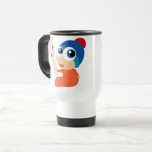 Ski-Baby-Cartoon-Reise-Tasse Reisebecher (Vorderseite Links)