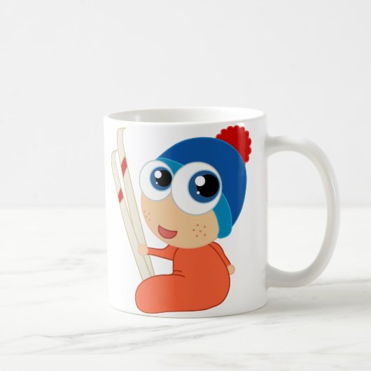 Ski-Baby-Cartoon-Tasse Kaffeetasse (Rechts)
