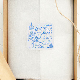 Ski Bachelorette Letzten Toast auf den Pisten Quadratischer Aufkleber