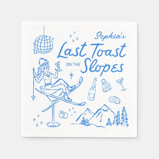 Ski Bachelorette Letzten Toast auf den Pisten Serviette (Vorderseite)