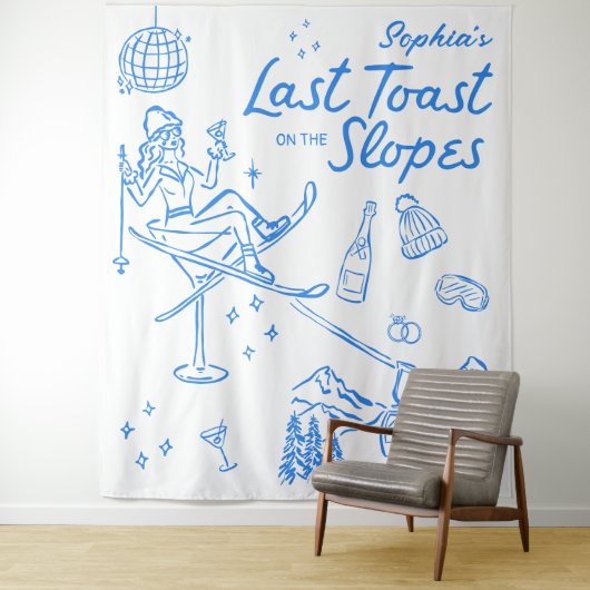 Ski Bachelorette Letzten Toast auf den Pisten Wandteppich (Beispiel)