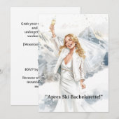Ski Bachelorette Weekend Bride on the Slopes Einladung (Vorne/Hinten)