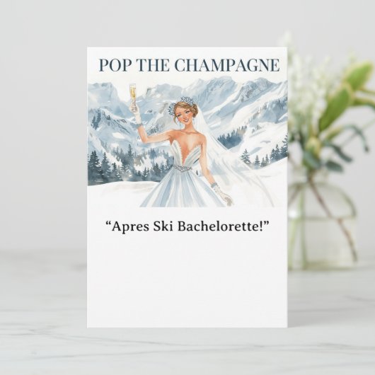 Ski Bachelorette Weekend Bride on the Slopes Einladung (Stehend Vorderseite)