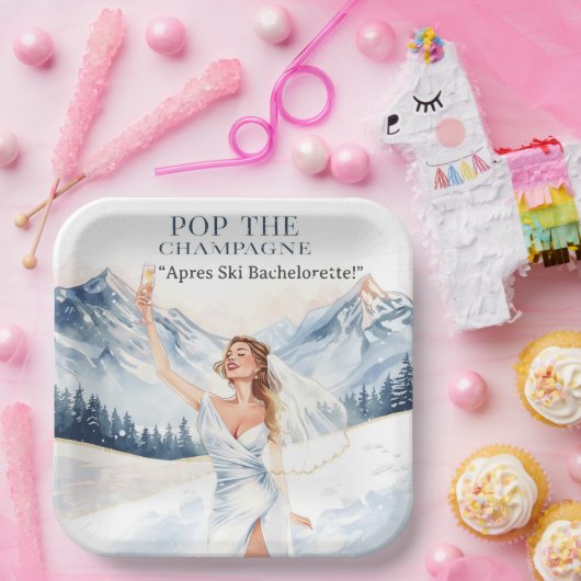 Ski Bachelorette Weekend Bride on the Slopes Pappteller (Party)