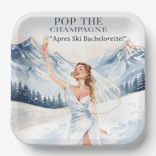 Ski Bachelorette Weekend Bride on the Slopes Pappteller (Vorderseite)
