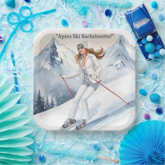 Ski Bachelorette Weekend Bride on the Slopes Pappteller (Party)
