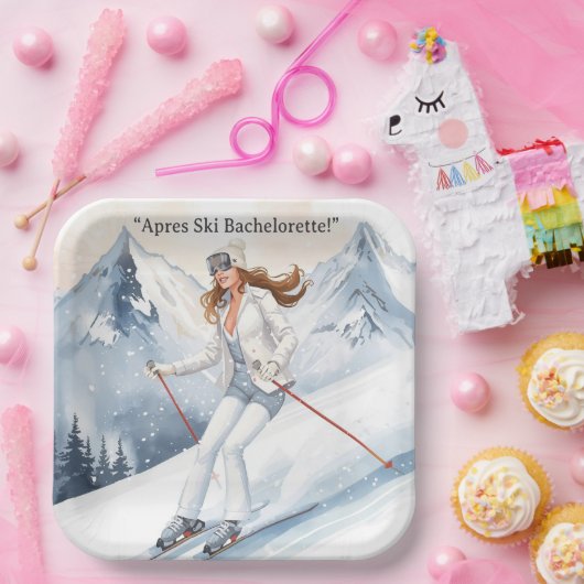 Ski Bachelorette Weekend Bride on the Slopes Pappteller (Party)