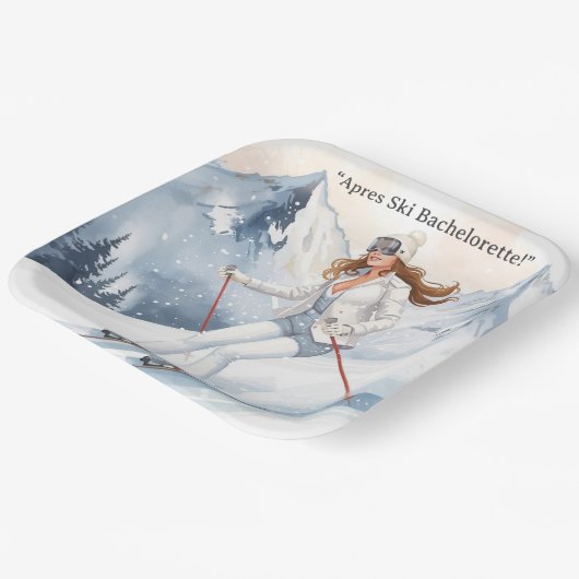 Ski Bachelorette Weekend Bride on the Slopes Pappteller (Gewinkelt)