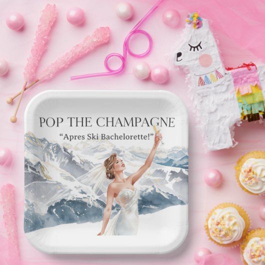 Ski Bachelorette Weekend Bride on the Slopes Pappteller (Party)