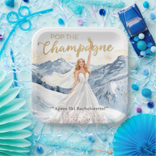 Ski Bachelorette Weekend Bride on the Slopes Pappteller (Party)